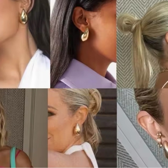 Gold Teardrop Earrings - Picture 3 of 5